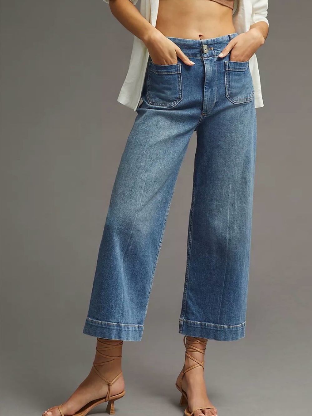 Pilcro The Skipper Clean Girl High-Rise Cropped Coastal Wide-Leg Jeans size 27